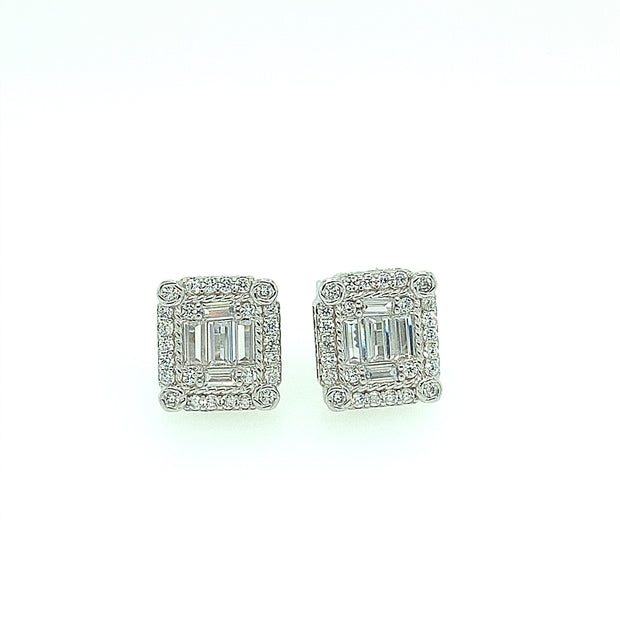 Rectangle baguette Stone Sterling Silver Earring