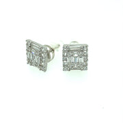 Rectangle baguette Stone Sterling Silver Earring