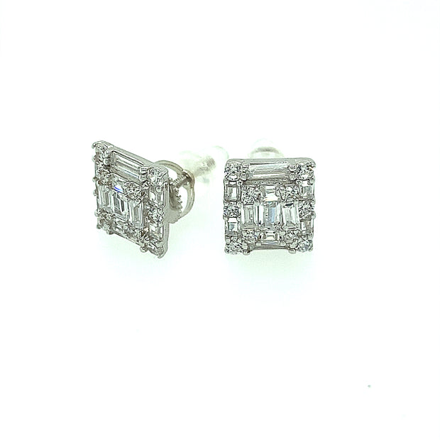 Rectangle baguette Stone Sterling Silver Earring
