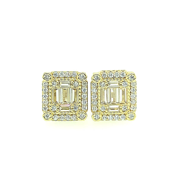 Rectangle baguette Stone Sterling Silver Earring