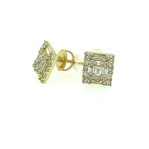 Rectangle baguette Stone Sterling Silver Earring