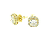 Currved Sqaure With Single Stone Sterling Silver Earring