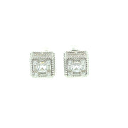 Square with five baguette stone Sterling Silver Earring
