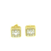 Square with five baguette stone Sterling Silver Earring