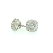 Triple Layer Oval Stone Sterling Silver Earring