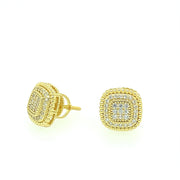 Triple Layer Oval Stone Sterling Silver Earring