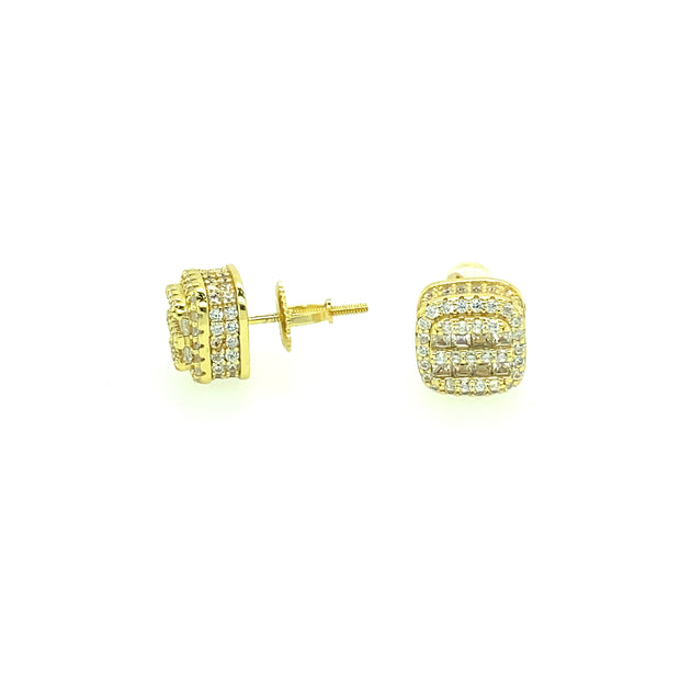 Oval with Eight Baguette Stone Sterling Silver Earring
