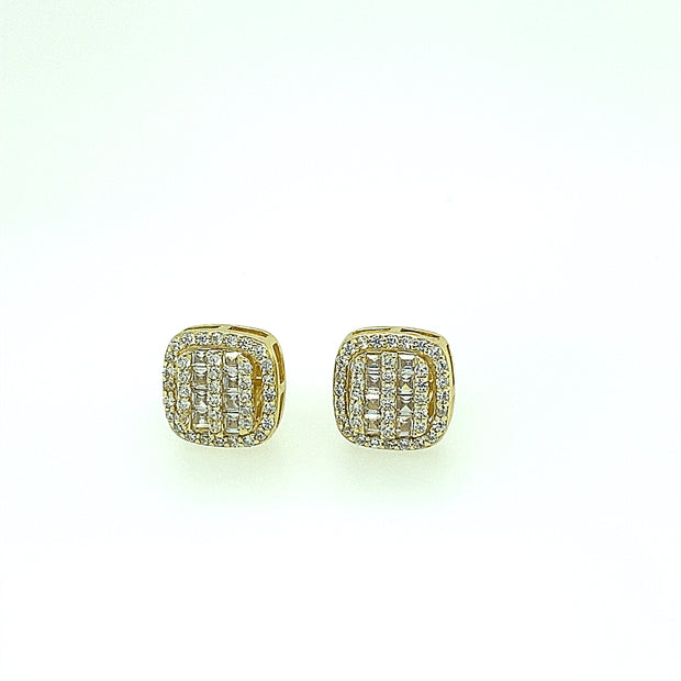 Oval with Eight Baguette Stone Sterling Silver Earring