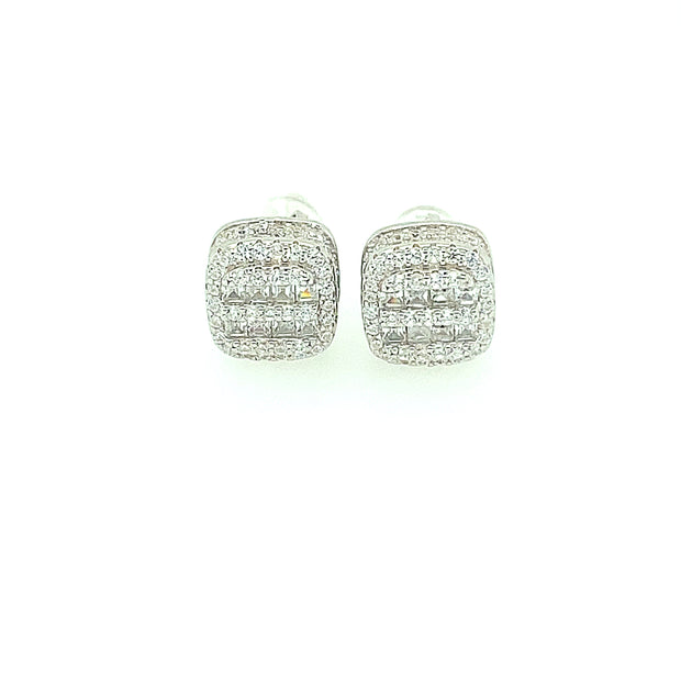 Oval with Eight Stone Sterling Silver Earring