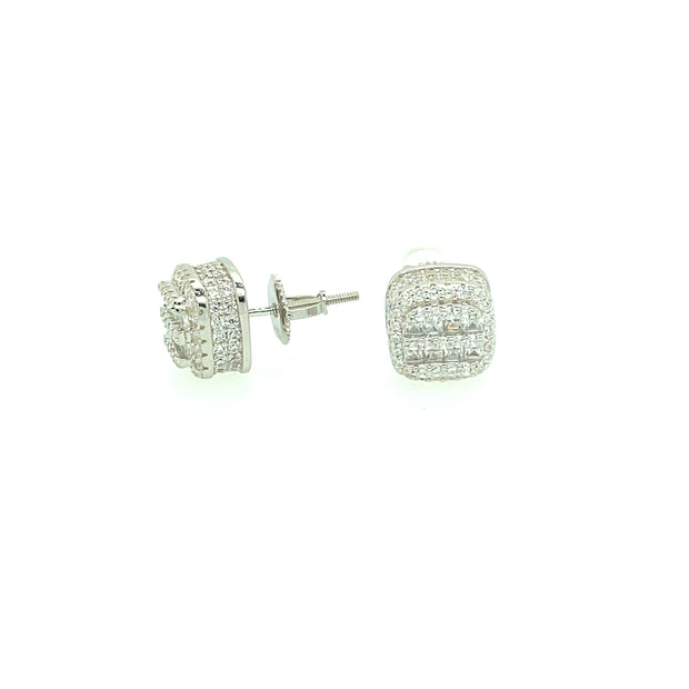 Oval with Eight Stone Sterling Silver Earring