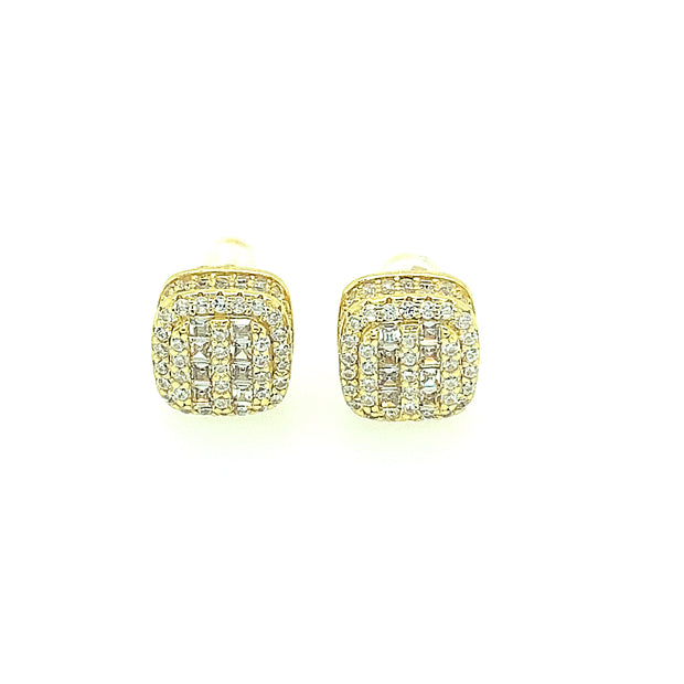 Oval with Eight Stone Sterling Silver Earring