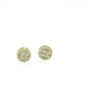 Round Baguette with double line Sterling Silver Earring