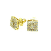 Square with round stone sterling silver Earring