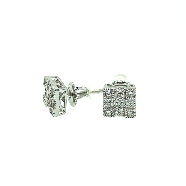 Square Cross Rectangle Sterling Silver Earring
