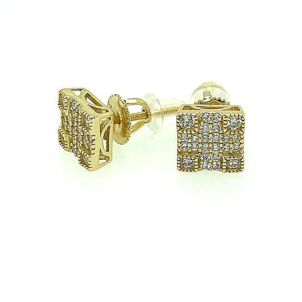 Square Cross Rectangle Sterling Silver Earring