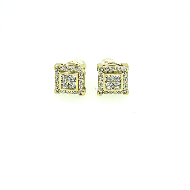 Double Square Sterling Silver Earring