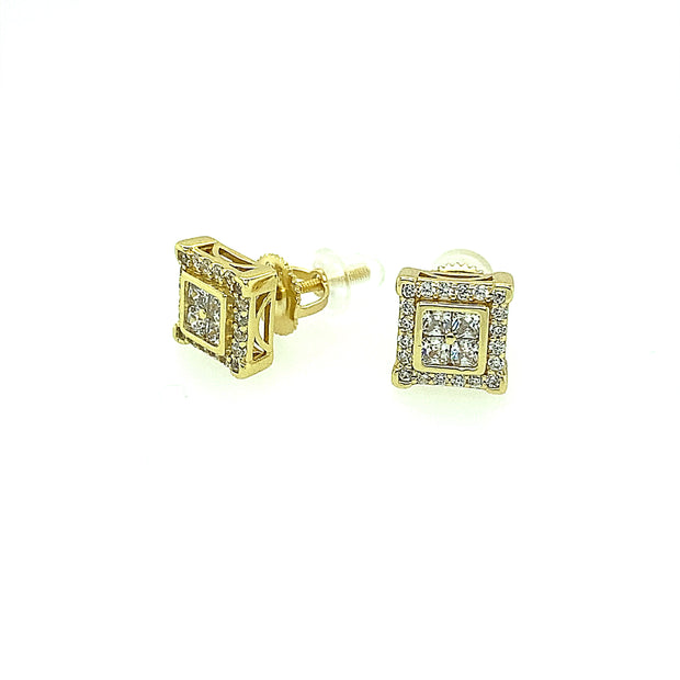 Double Square Sterling Silver Earring