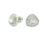 Heart Shape with Heart Shape Stone Sterling Silver Earring