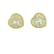 Heart Shape with Heart Shape Stone Sterling Silver Earring