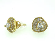 Heart Shape with Heart Shape Stone Sterling Silver Earring
