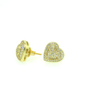 Double Heart with Baguette Sterling Silver Earring