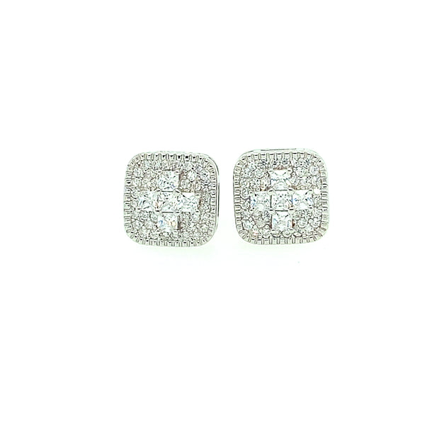 Cross with square Sterling Silver Earring