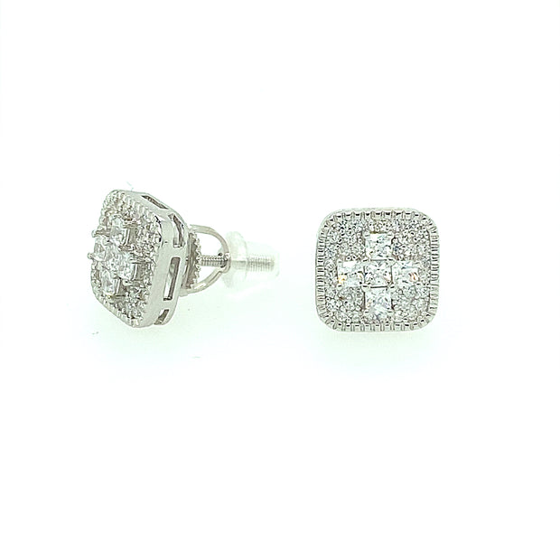 Cross with square Sterling Silver Earring