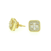 Cross with square Sterling Silver Earring
