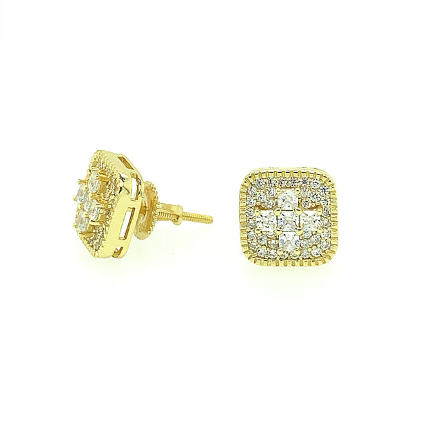 Cross with square Sterling Silver Earring