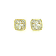 Cross with square Sterling Silver Earring