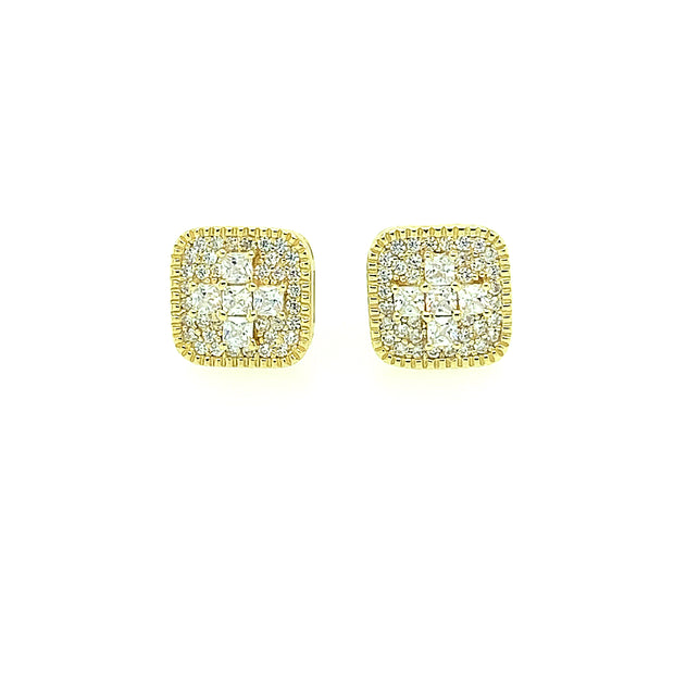 Cross with square Sterling Silver Earring