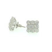 Nine Hexagon Square Sterling Silver Earring