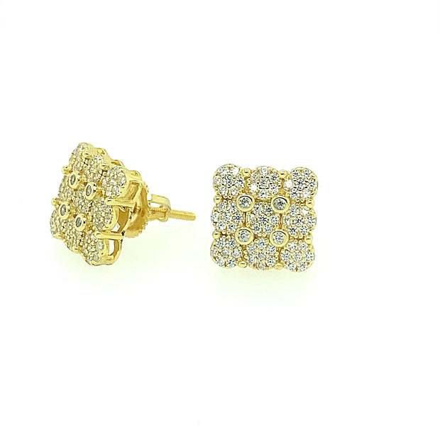 Nine Hexagon Square Sterling Silver Earring