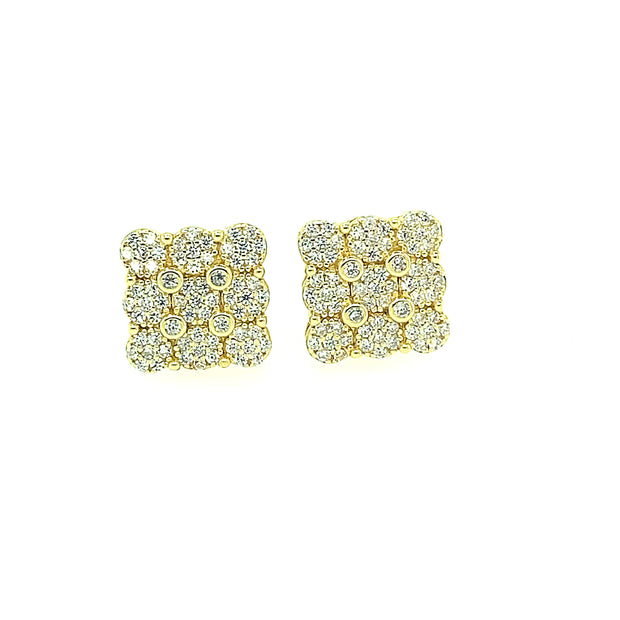 Nine Hexagon Square Sterling Silver Earring