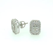 Rectangle with Cross Sterling Silver Earring