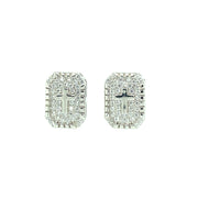 Rectangle with Cross Sterling Silver Earring