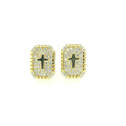 Rectangle with Cross Sterling Silver Earring