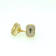 Rectangle with Cross Sterling Silver Earring