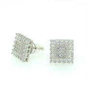 Double Square with six stone Sterling Silver Earring
