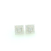 Double Square with six stone Sterling Silver Earring