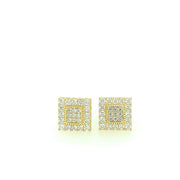 Double Square with six stone Sterling Silver Earring