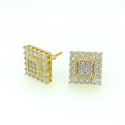 Double Square with six stone Sterling Silver Earring