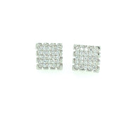 Square Twenty Stones Sterling Silver Earrings