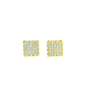 Square Twenty Stones Sterling Silver Earrings