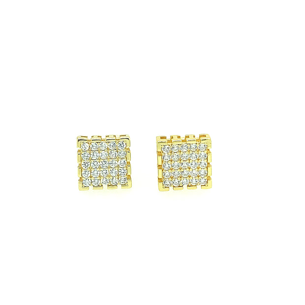Square Twenty Stones Sterling Silver Earrings