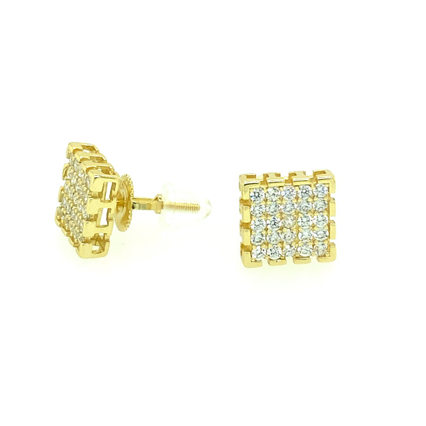 Square Twenty Stones Sterling Silver Earrings