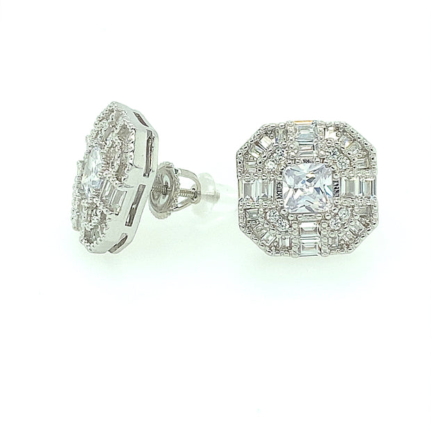 Hexagon Sterling Silver Earring