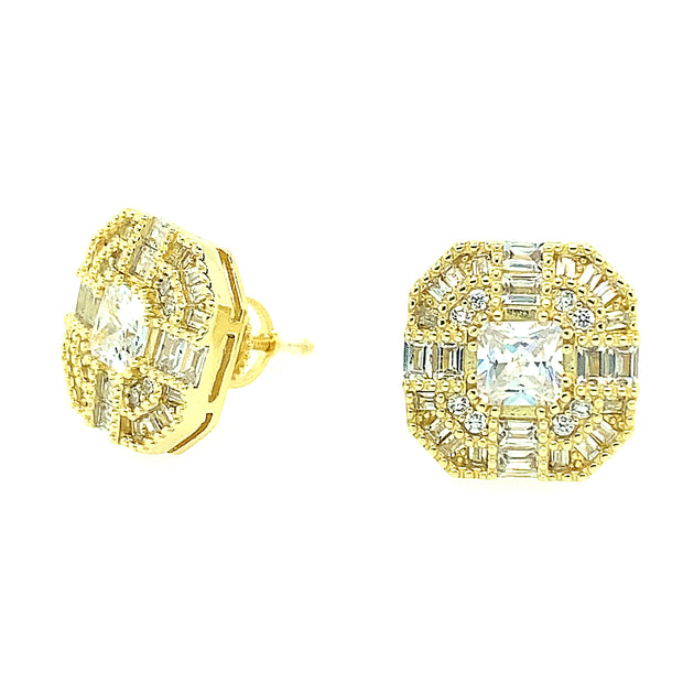Hexagon Sterling Silver Earring
