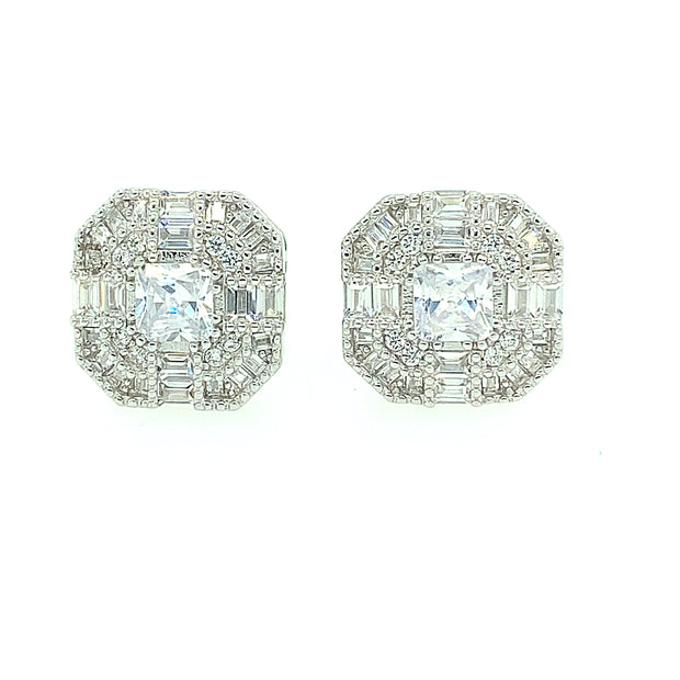 Hexagon Sterling Silver Earring