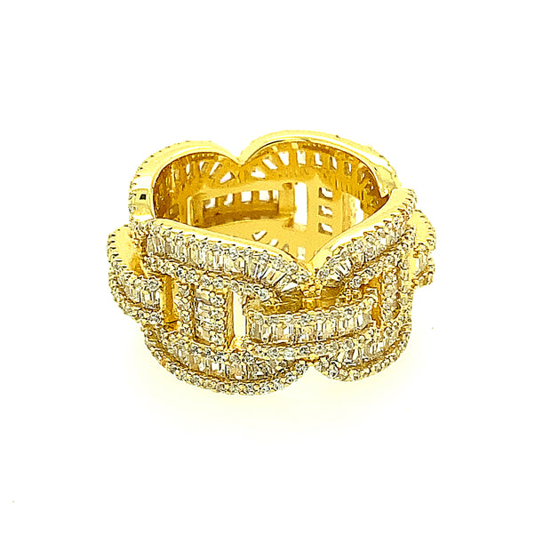 FLOWER SHAPE BAGUETTE SILVER RING